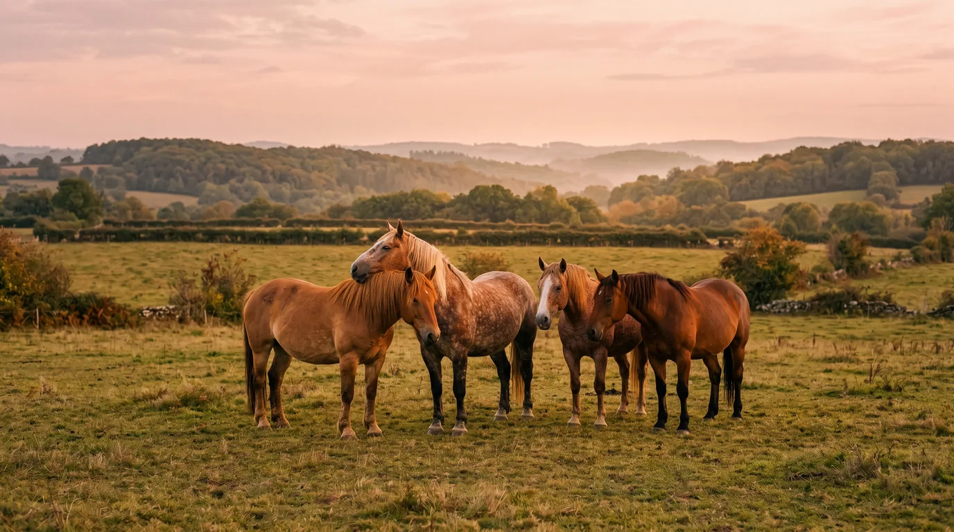Les chevaux du Domaine des limousines en liberté, Charente